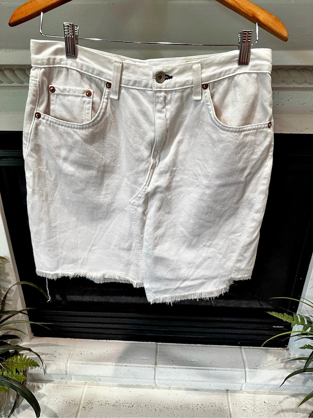 rag & bone JEAN Denim Cutoff Skirt Waist 28 White Divine